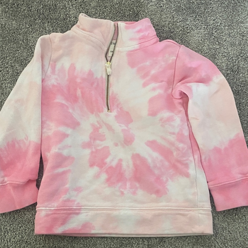 Crewcuts Pink and White Swirl Quarter-Zip Hoodie